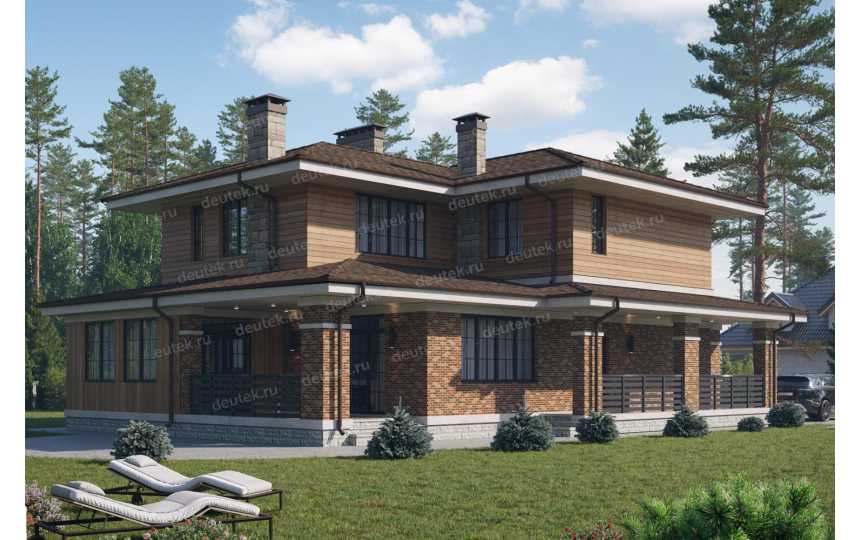 Проект двухэтажного жилого дома в европейском стиле с террасой KVR-66