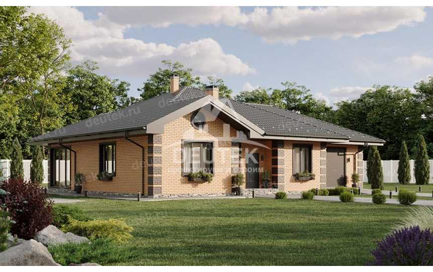 Проект одноэтажного дома с одноместным гаражом и верандой - LK-217