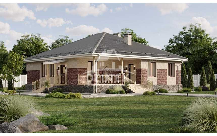 Проект квадратного одноэтажного дома с размерами 16 м на 16 м - LK-222