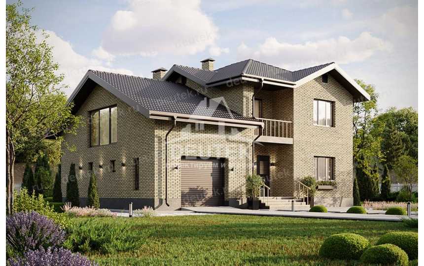 Проект двухэтажного дома с одноместным гаражом и зимним садом - LK-223