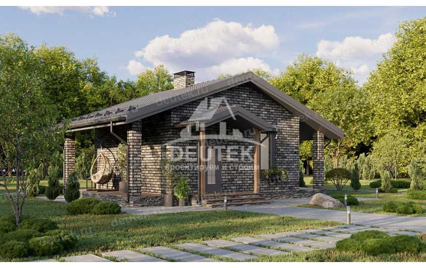 Проект одноэтажной бани из керамических блоков с террасой - LK-227