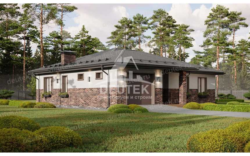 Проект одноэтажного дома с одноместным гаражом - LK-233