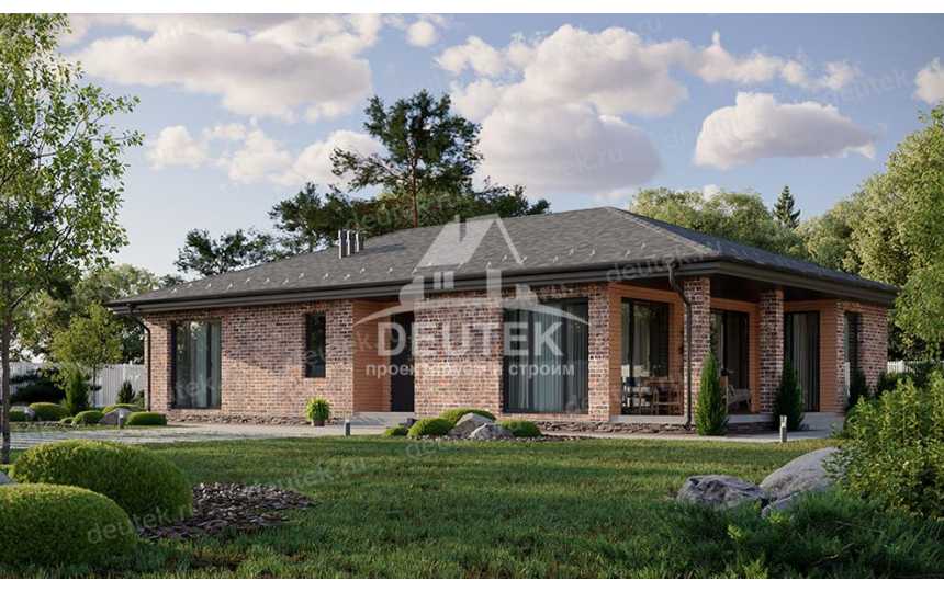 Проект узкого одноэтажного дома с площадью до 200 кв.м. - LK-235