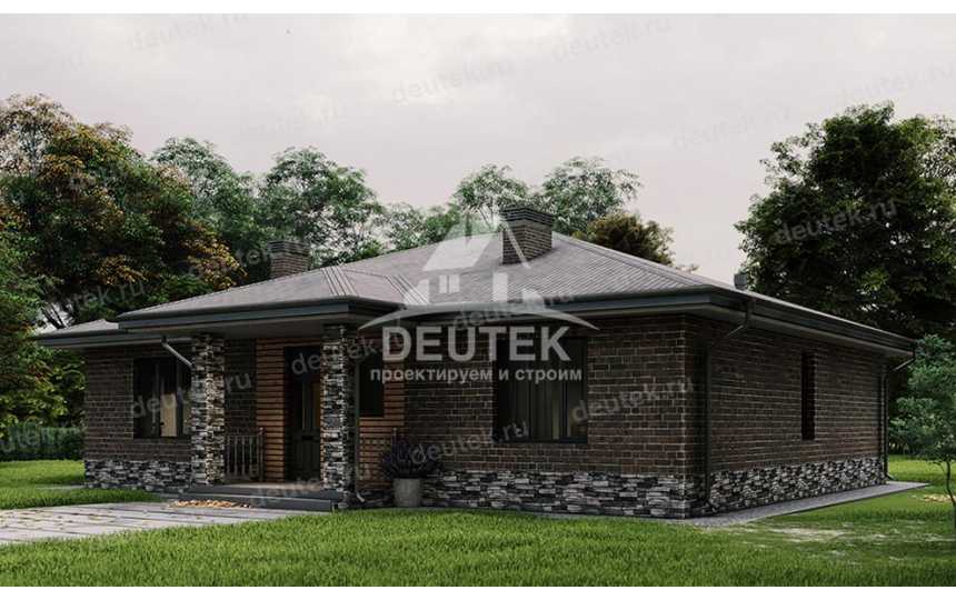 Проект квадратного одноэтажного дома с кабинетом - LK-239