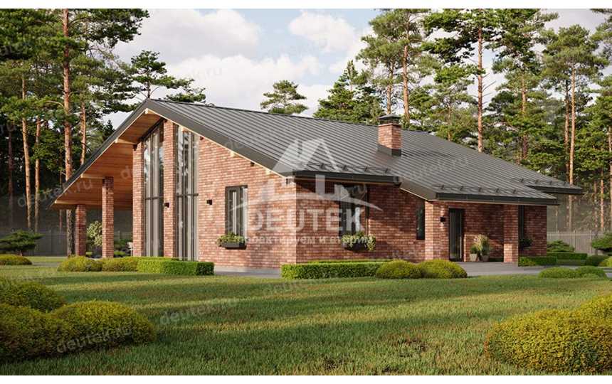 Проект узкого одноэтажного дома из газобетонных блоков - LK-244