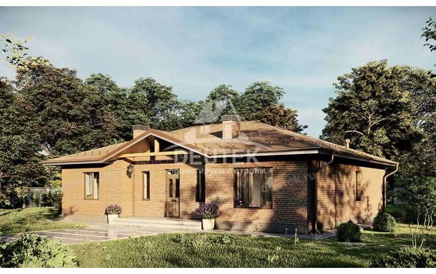 Проект квадратного одноэтажного дома с тремя спальнями - LK-246