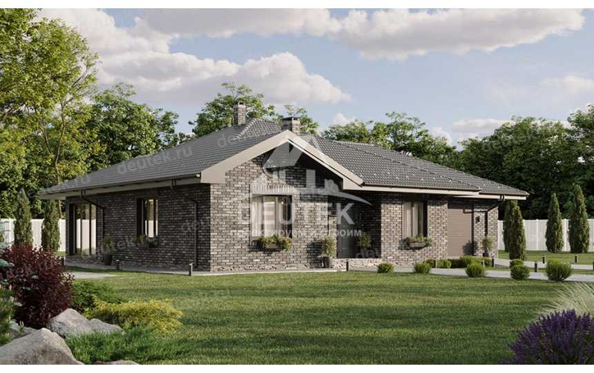 Проект жилого одноэтажного дома с гаражом и верандой - LK-251