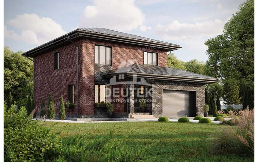 Проект жилого двухэтажного дома с одноместным гаражом и кабинетом - LK-252