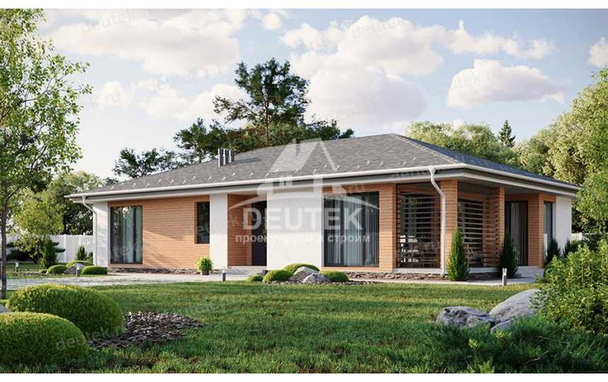 Проект узкого одноэтажного дома с тремя спальнями - LK-258