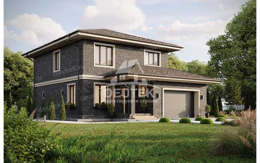 Проект жилого двухэтажного дома в европейском стиле с одноместным гаражом - LK-266