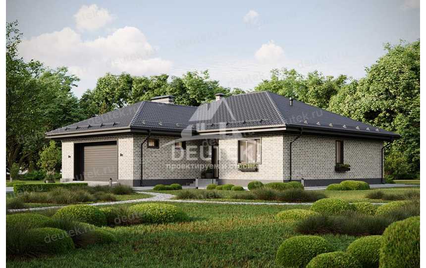 Проект узкого одноэтажного дома с одноместным гаражом - LK-273