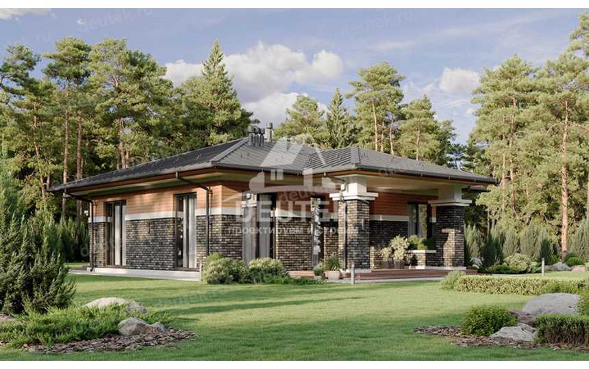 Проект узкого одноэтажного дома с тремя спальнями - LK-279