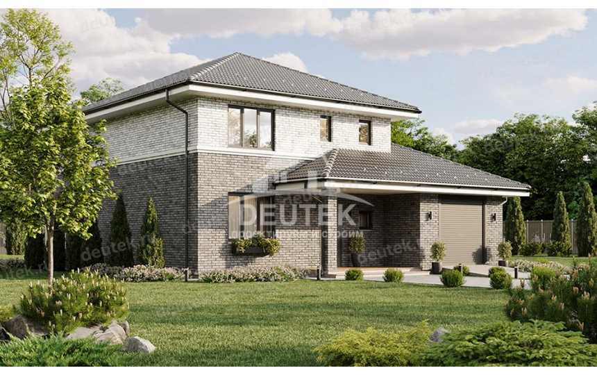 Проект узкого двухэтажного дома с одноместным гаражом - LK-281