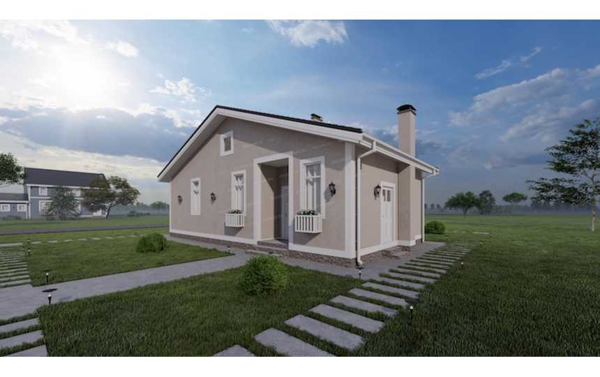 Проект одноэтажного дома с размерами 14 м на 15 м - P255