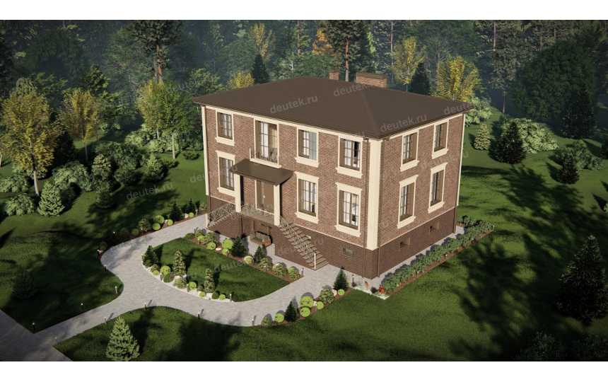 Проект узкого двухэтажного дома с цоколем и сауной - P278