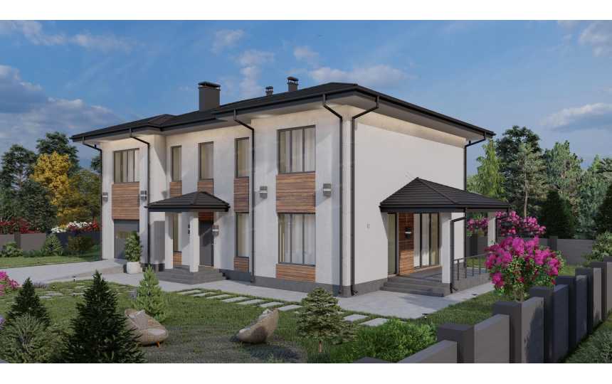 Проект двухэтажного дома с одноместным гаражом - P290