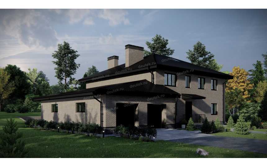 Проект узкого двухэтажного дома с двухместным гаражом - P295