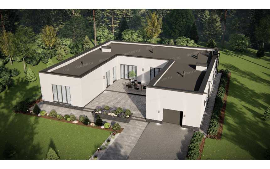 Проект жилого одноэтажного дома с одноместным гаражом - P296