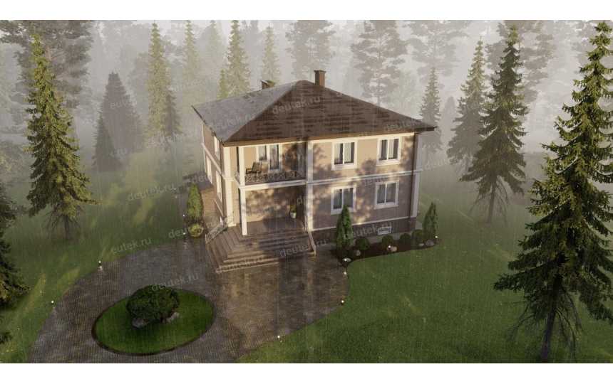 Проект квадратного двухэтажного дома с размерами 13 м на 13 м - P304