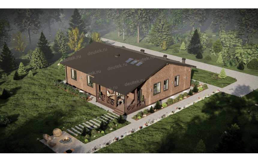 Проект жилого одноэтажного дома с тремя спальнями - P294