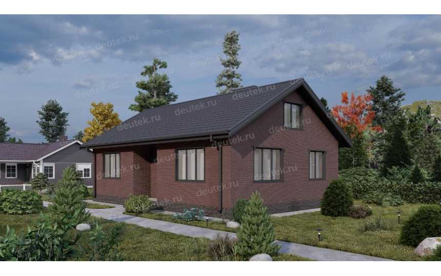 Проект узкого одноэтажного дома с размерами 12 м на 8 м - P263