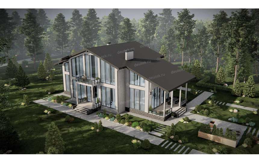 Проект узкого двухэтажного дома со вторым светом и большими окнами - P242-1