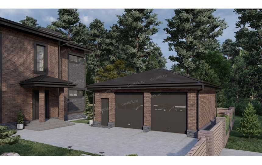 Проект квадратного двухместного гаража с погребом - P236-2