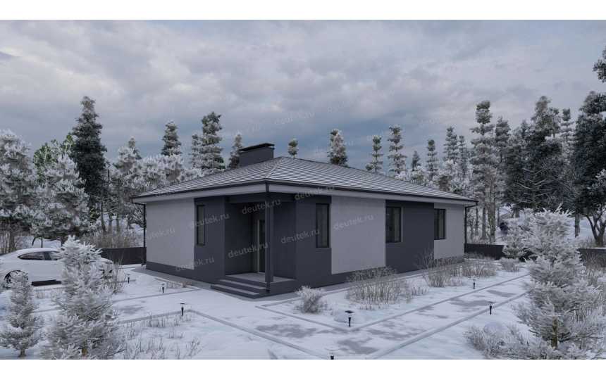 Проект узкого одноэтажного дома в стиле минимализм - P252