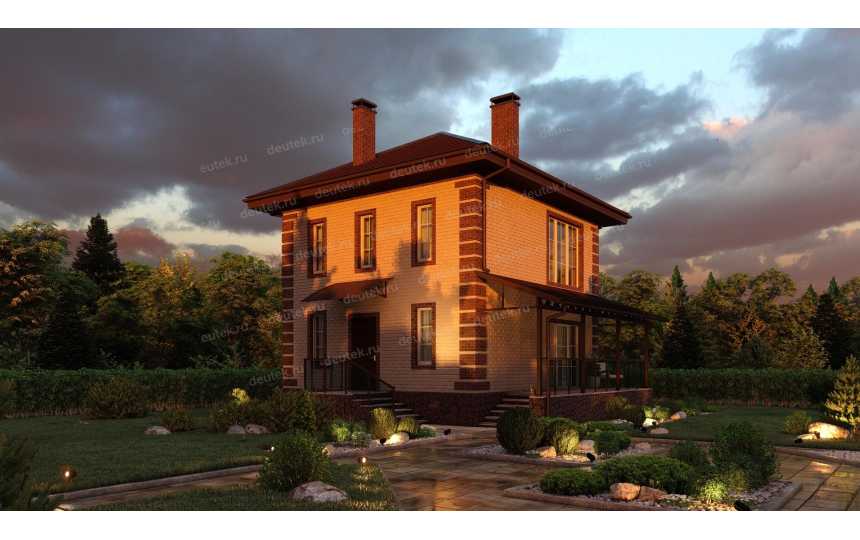 Проект квадратного двухэтажного дома с площадью до 100 кв м - P247