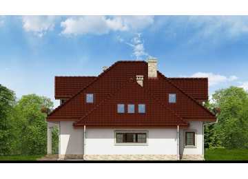 Проект жилого двухэтажного коттеджа из силикатного кирпича в европейском стиле с одноместным гаражом и камином - VV-1 VV-1