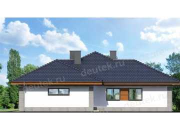 Проект европейского квадратного одноэтажного дома из керамоблоков с двухместным гаражом и камином - VR-1 VR-1