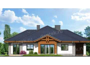 Проект европейского квадратного одноэтажного дома из керамоблоков с двухместным гаражом и камином - VR-1 VR-1