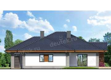 Проект европейского квадратного одноэтажного дома из керамоблоков с двухместным гаражом и камином - VR-1 VR-1