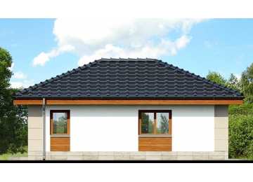 Проект узкого одноэтажного двухместного гаража из пористого бетона в европейском стиле с хозяйственным помещением -  VV-10