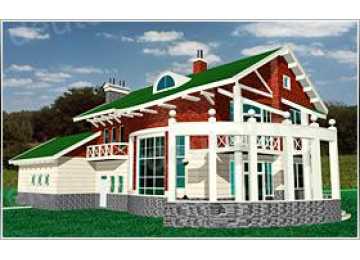 Проект узкого двухэтажного дома из кирпича в стиле барокко с двухместным гаражом, с площадью до 350 кв м и размерами 27 м на 13 м PA-18