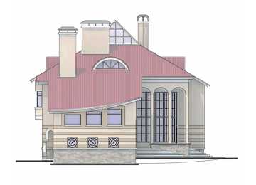 Проект узкого четырёхэтажного дома из кирпича в стиле барокко с цокольным этажом и эркерами, с площадью до 500 кв м PA-32