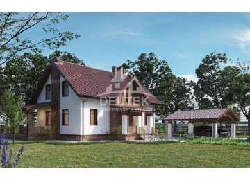 Проект двухэтажного жилого дома в европейском стиле с террасой KVR-52