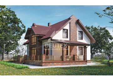 Проект двухэтажного жилого дома в европейском стиле с террасой KVR-52