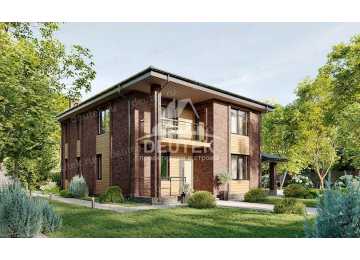 Проект двухэтажного дома из газобетона в европейском стиле с террасой KVR-115