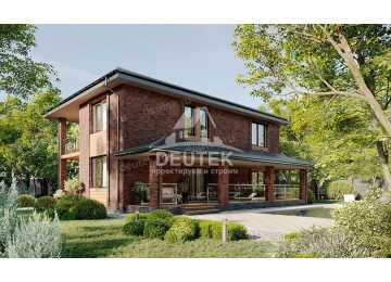 Проект двухэтажного дома из газобетона в европейском стиле с террасой KVR-115