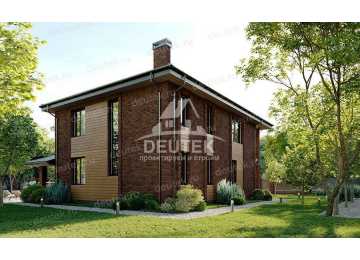 Проект двухэтажного дома из газобетона в европейском стиле с террасой KVR-115