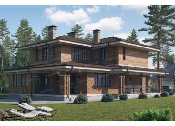 Проект двухэтажного жилого дома в европейском стиле с террасой KVR-66