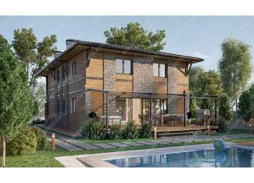 Проект узкого двухэтажного дома с одноместным гаражом LK-30