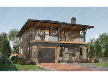 Проект узкого двухэтажного дома с одноместным гаражом LK-30