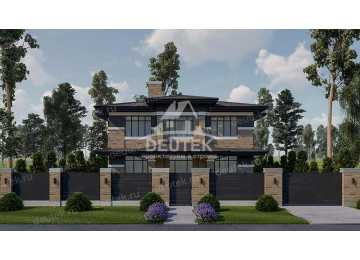 Проект узкого двухэтажного дома из газобетона с подвалом - LK-200