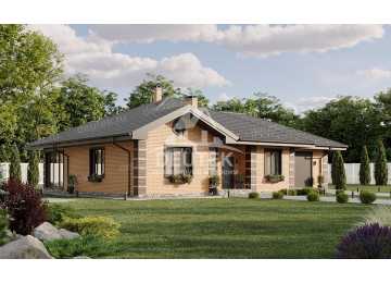 Проект одноэтажного дома с одноместным гаражом и верандой - LK-217