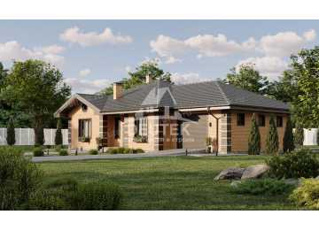 Проект одноэтажного дома с одноместным гаражом и верандой - LK-217