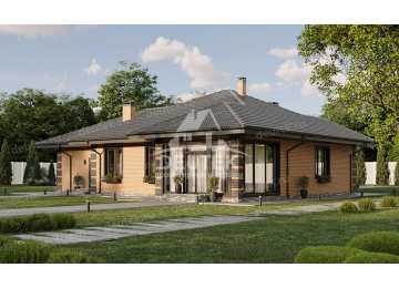 Проект одноэтажного дома с одноместным гаражом и верандой - LK-217