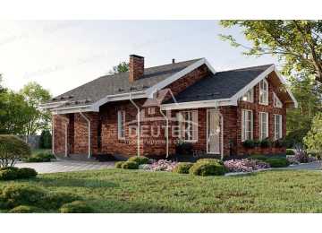 Проект жилого одноэтажного дома из газобетонных блоков с верандой - LK-218