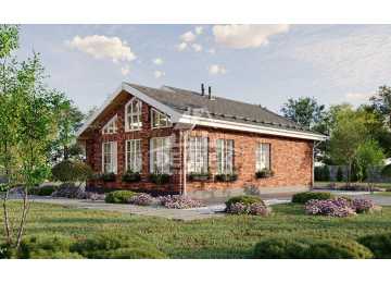 Проект жилого одноэтажного дома из газобетонных блоков с верандой - LK-218